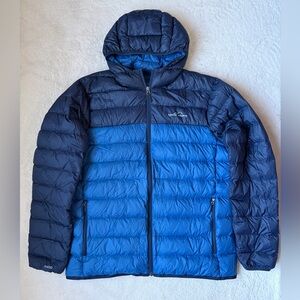 Eddie Baur 650 Blue Hooded Down Puffer Jacket Men Size Large